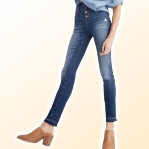 MADEWELL 10" High Rise Skinny Jean Sz 24 Distressing Raw Hem